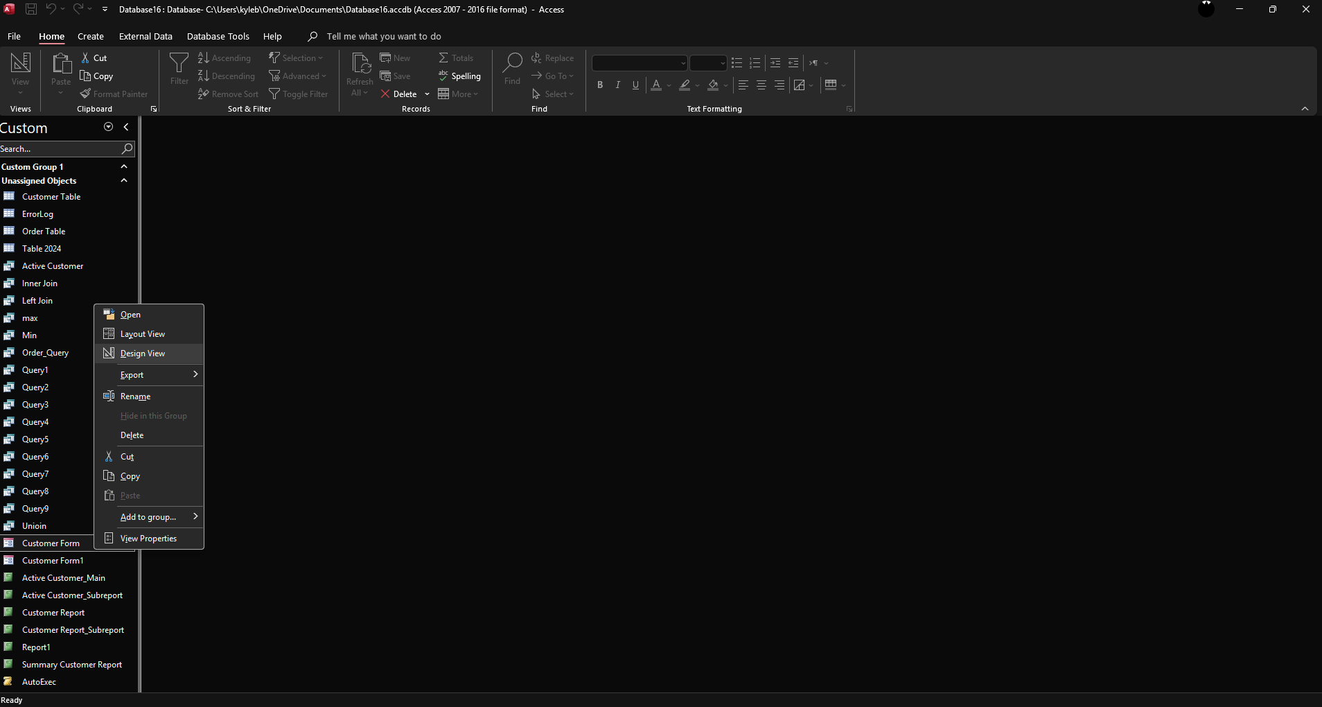 How to Customize Status Bar MS Access