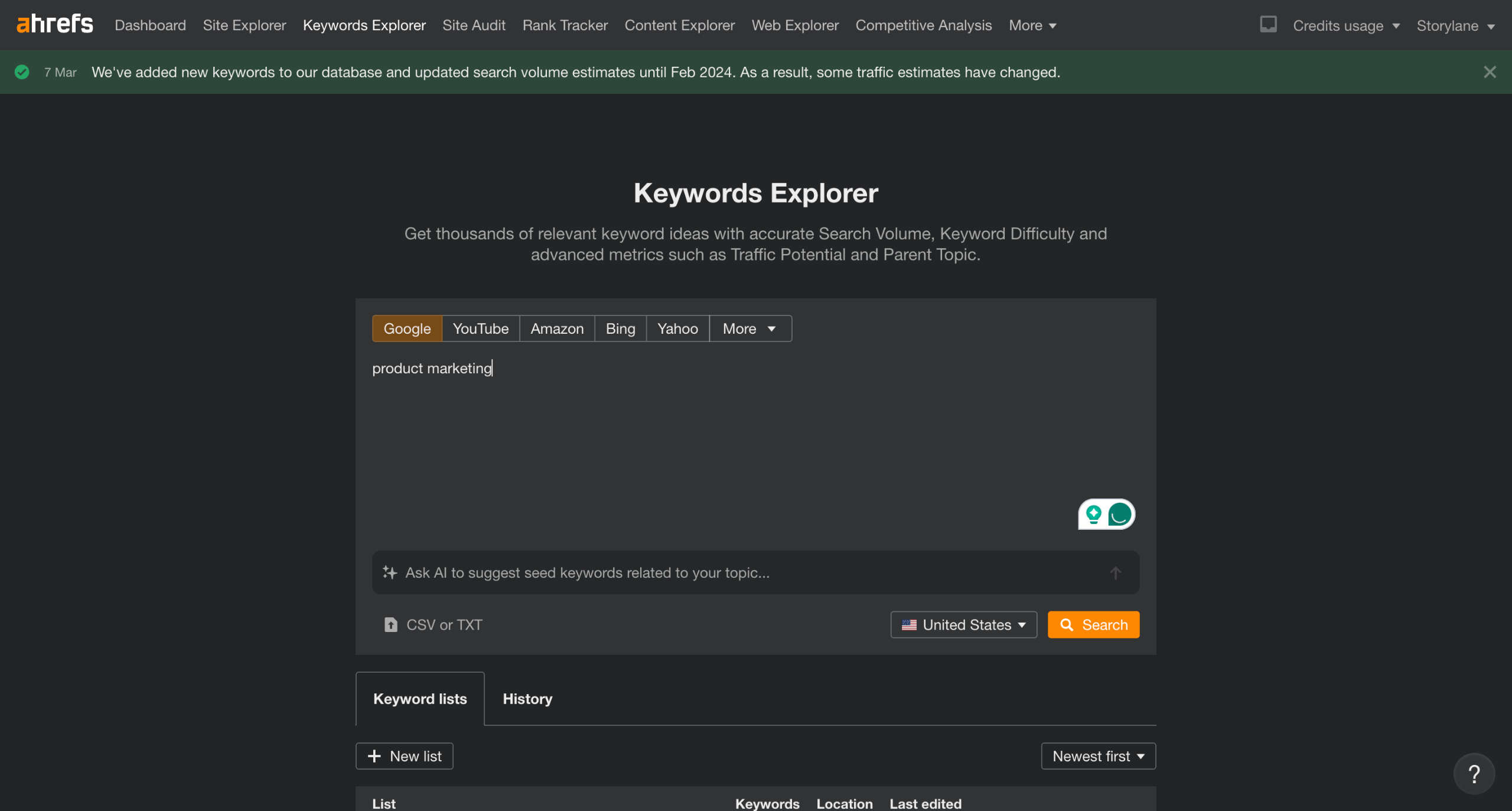 Ahrefs - Longtail keywords