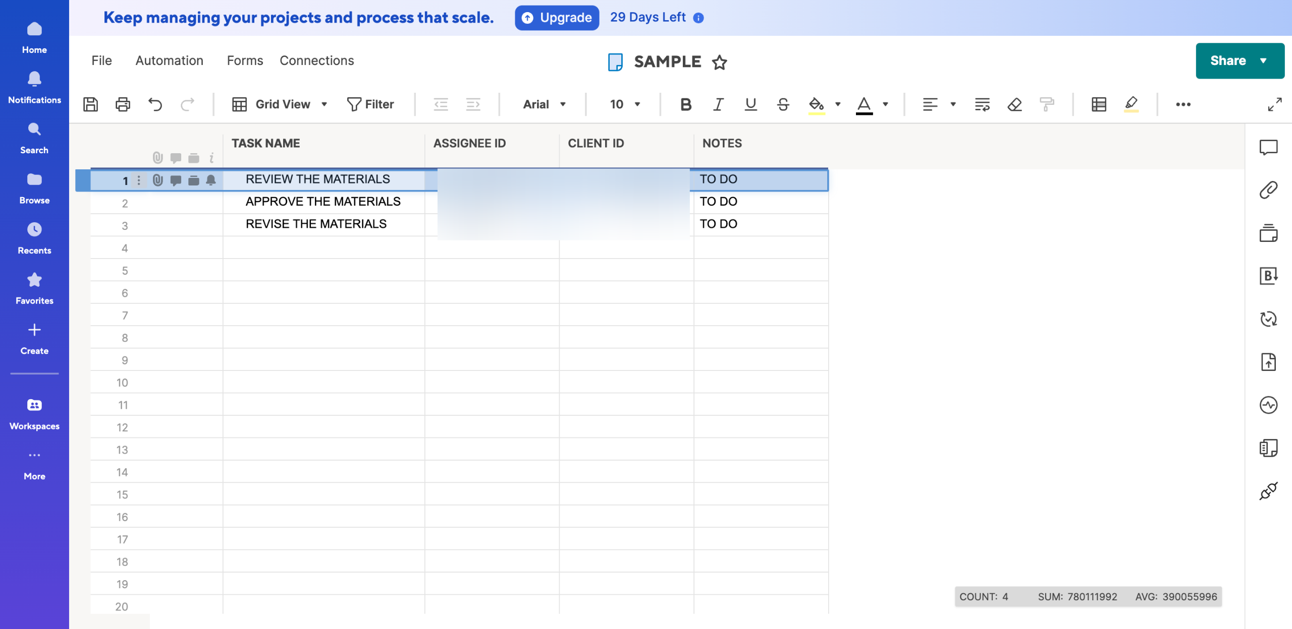 How to Add a Subtask in Smartsheet