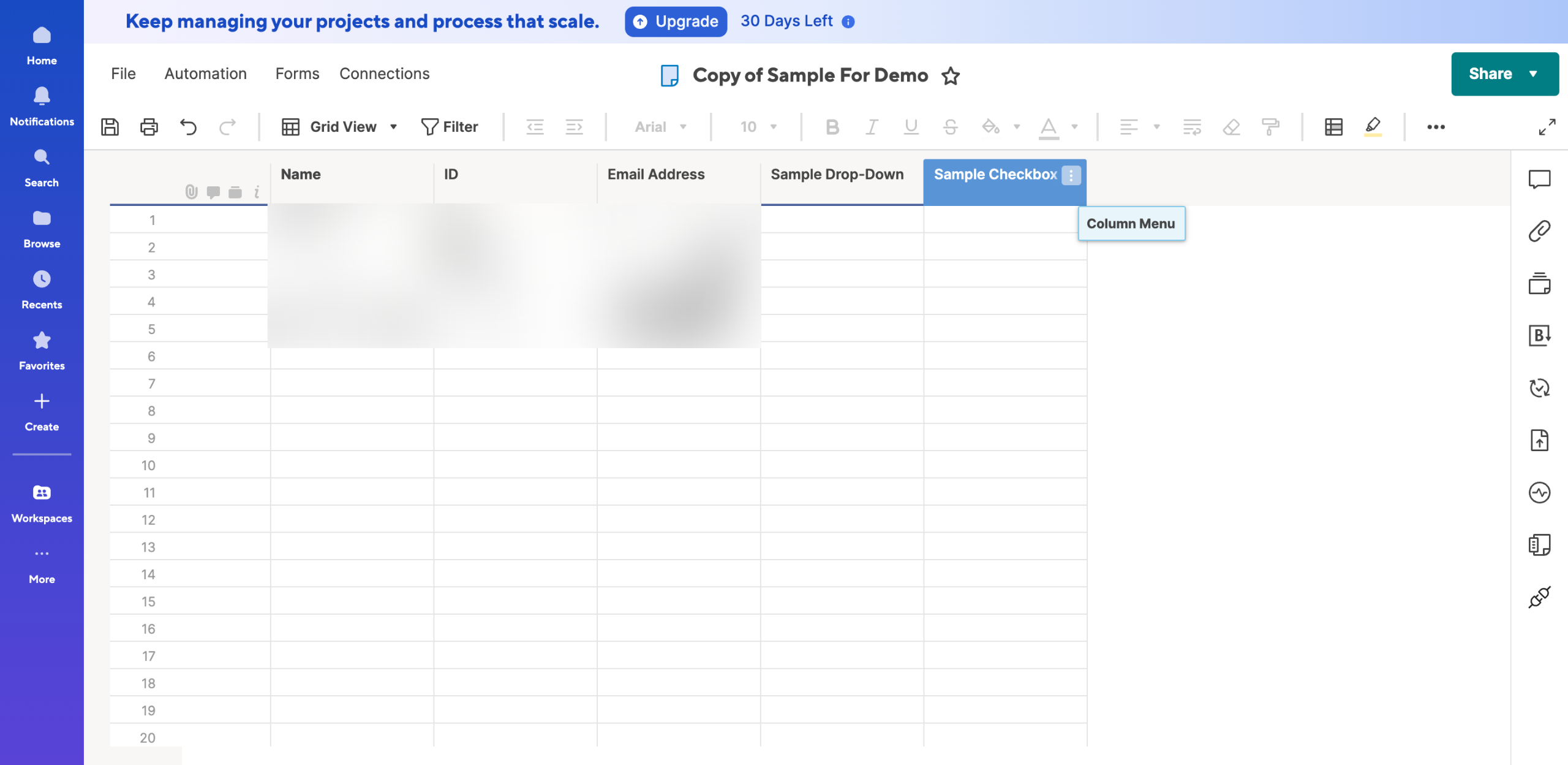 How to Add a Checkbox in Smartsheet