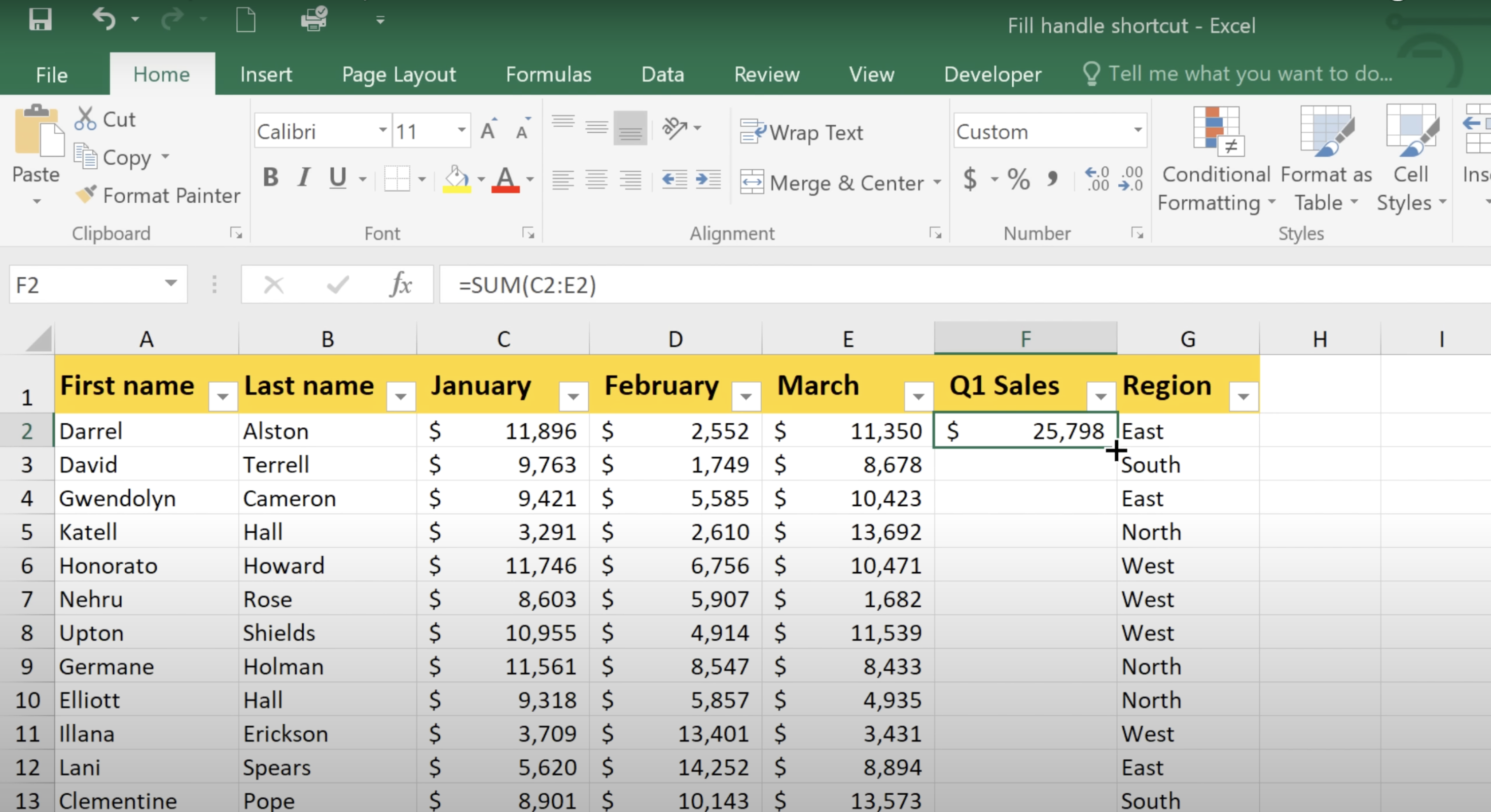 How to Fill Down in Microsoft Excel